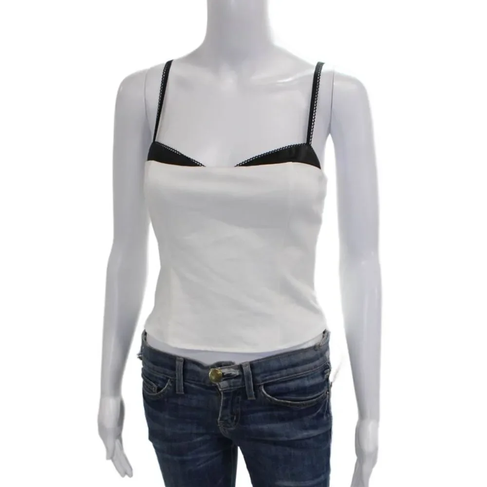 Reformation Womens Corset Top White Sweetheart Polyester Zip Sleeveless Size 2_2